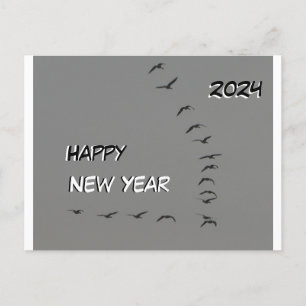 Joyeuse croûte d'oies du Nouvel An. Carte postale 
