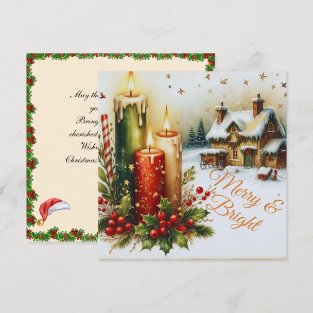 Joyeuse et brillante carte de Noël (Devant / Derrière)
