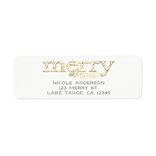 Joyeuse et brillante carte de Noël Gold Blanc (Devant)