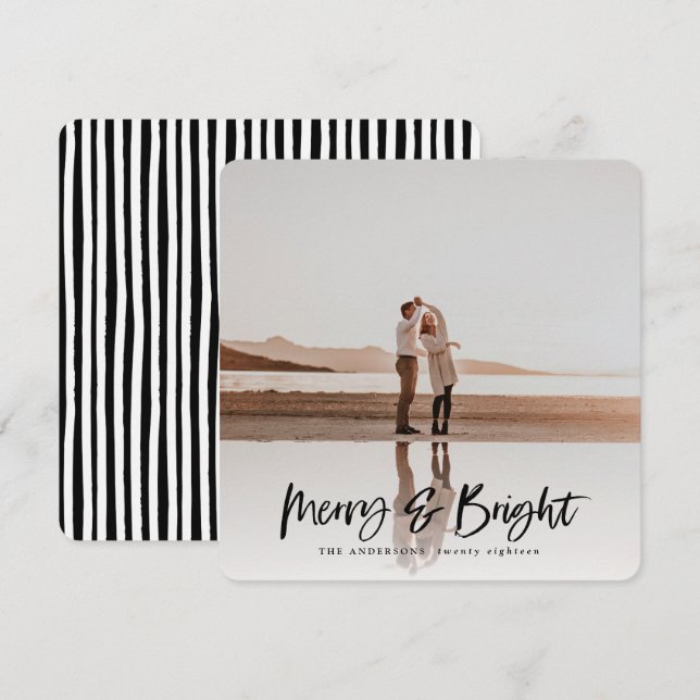 Joyeuse et brillante carte de noël photo moderne (Devant / Derrière)