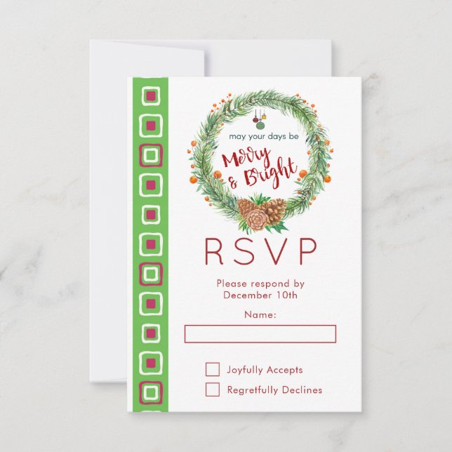 Joyeuse et brillante fête de couronne de Noël RSVP (Devant)