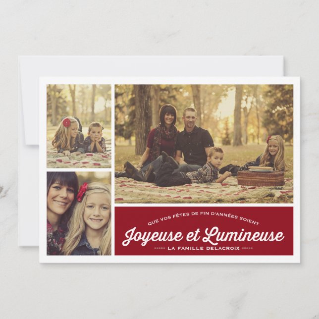 Joyeuse et Lumineuse 3 carte de photo de vacances (Front)