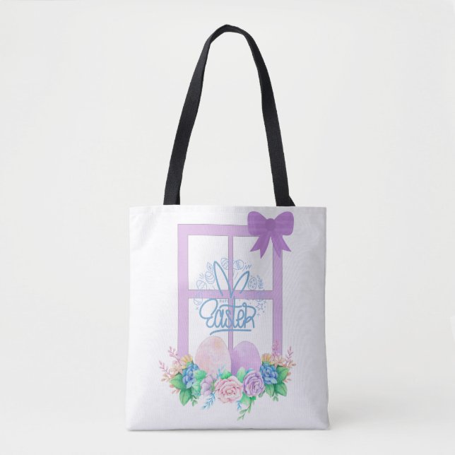 Joyeuse fenêtre de Pâques avec Fleurs et Sac fourr (Devant)