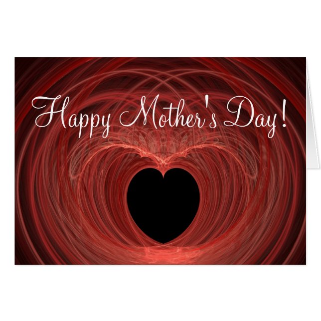 Joyeuse fête des mères Coeur rouge et noir émaillé (Devant horizontal)