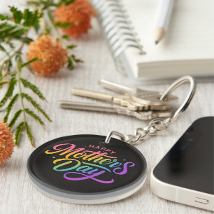 Joyeuse Fête des Mères Colorée Calligraphie Arc-en