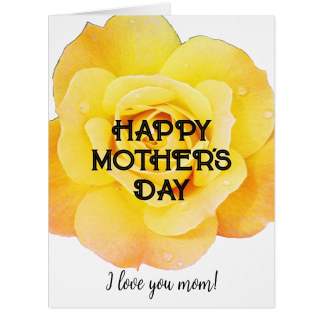 Joyeuse fête des mères Floral Yellow Rose Texte pe (Devant)