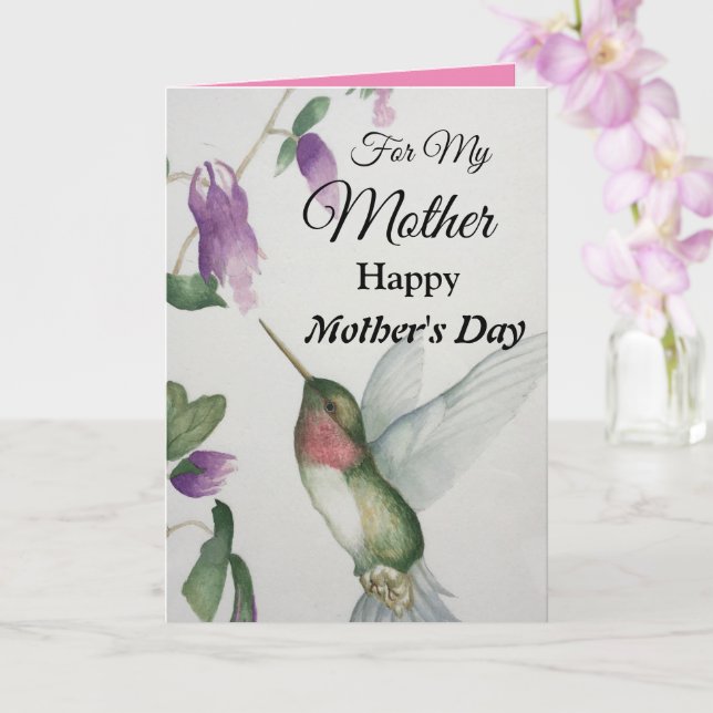 Joyeuse fête des mères, jolie carte de colibri (Orchidée)