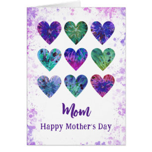 Joyeuse Fête des mères Maman Aquarelle Coeurs