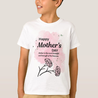 Joyeuse Fête des Mères T-Shirt Fleur Rose pour Gar