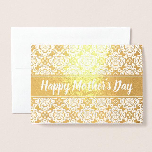 Joyeuse fête des mères Texte Modèle Elegant Gold (Devant avec enveloppe)