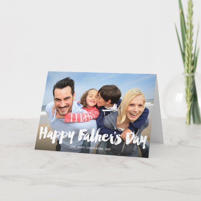 Joyeuse Fête des Pères Bold Brush Script Carte Pho (Devant)