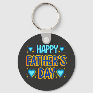Joyeuse Fête des Pères Porte-clés Cœur Bleu & Or