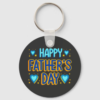 Joyeuse Fête des Pères Porte-clés Cœur Bleu & Or