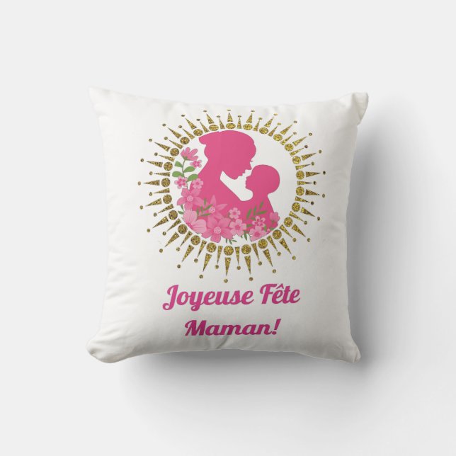 Joyeuse Fête Maman  Throw Pillow (Front)