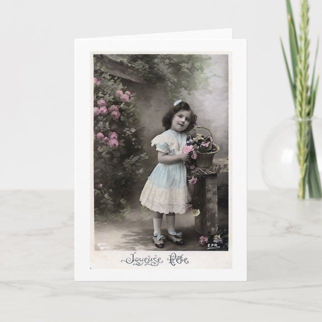 "Joyeuse Fete" Vintage French Christmas Holiday Card (Front)