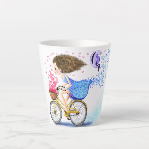 Joyeuse fille avec un vélo Latte Mug