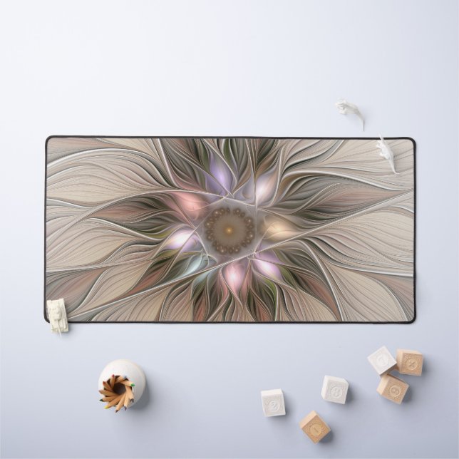 Joyeuse Fleur Abstrait Beige Brown Floral Fractal (Tableau pour enfants)