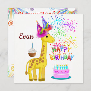Joyeuse Giraffe Invitation Carte Anniversaire