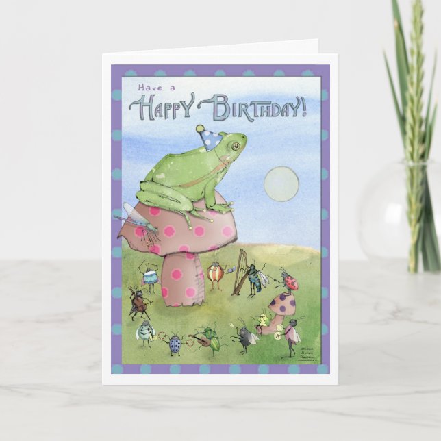 Joyeuse grenouille d'anniversaire sur une carte de (Devant)