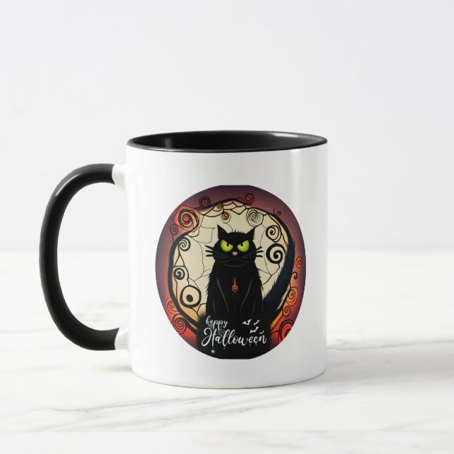 Joyeuse Halloween Cute Chat Noir Halloween Mug (Gauche)