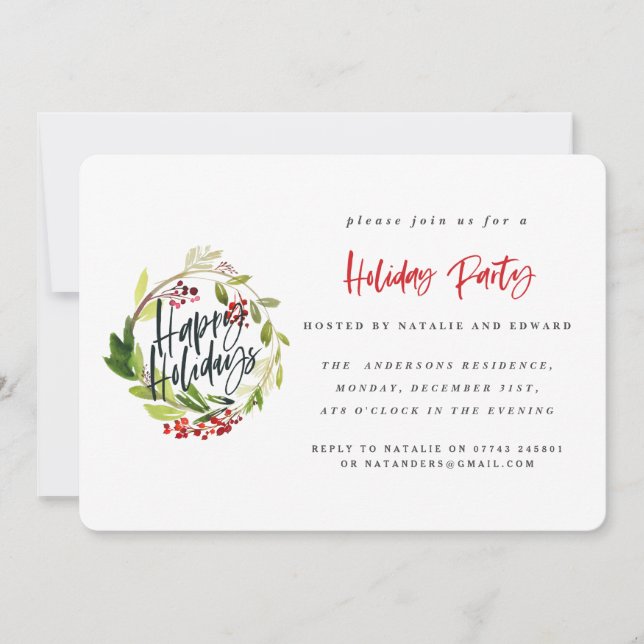 Joyeuse invitation de fête aquarelle de vacances. (Devant)
