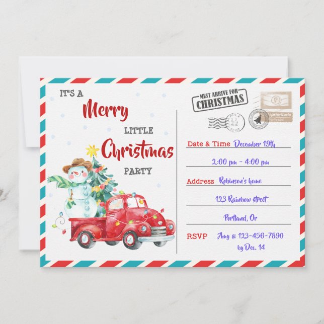 Joyeuse invitation Noël invitation de fête de Noël (Devant)