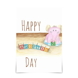 "Joyeuse journée d'adoption" Carte d'aquarelle élé