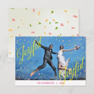 Joyeuse Joyful Confetti Photo - Carte de Noël 3x5