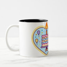 Joyeuse Mug d'anniversaire avec Cake & Candle Desi