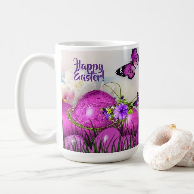Joyeuse Mug de Pâques Purple OEufs de Pâques et pa (Avec donut)