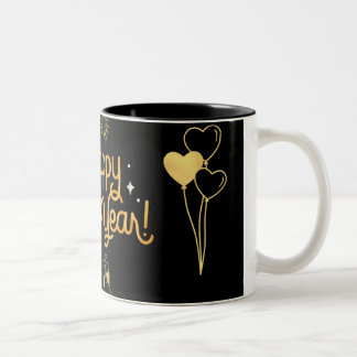 "Joyeuse Mug du Nouvel An - Design de ballon d'or 