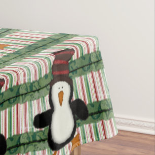 Joyeuse nappe de Noël, pingouin vert