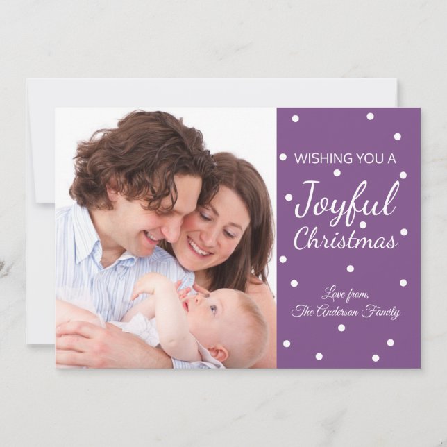 Joyeuse Noël violet quatre vacances Carte Photos (Devant)