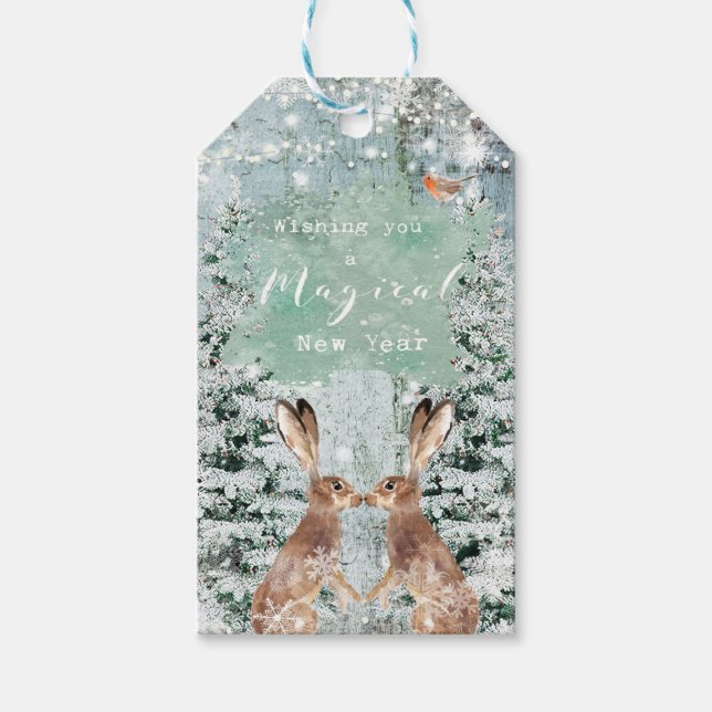 Joyeuse nouvelle année étiquettes cadeaux hivernau (Devant)