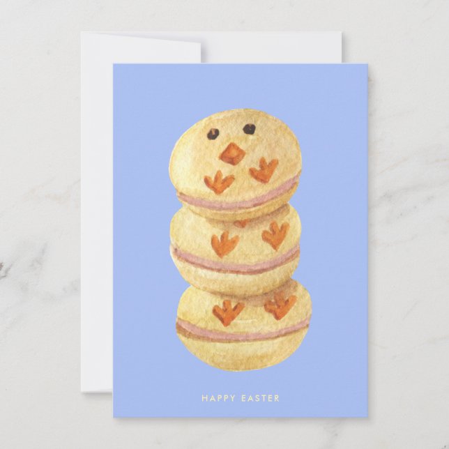 Joyeuse Pâques Sweet Chick Macarons Carte de vacan (Devant)