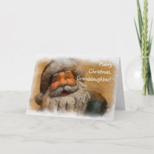 Joyeuse petite-fille de Noël, carte Père Noël Vint