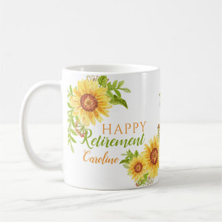 Joyeuse retraite florale personnalisée Mug blanc