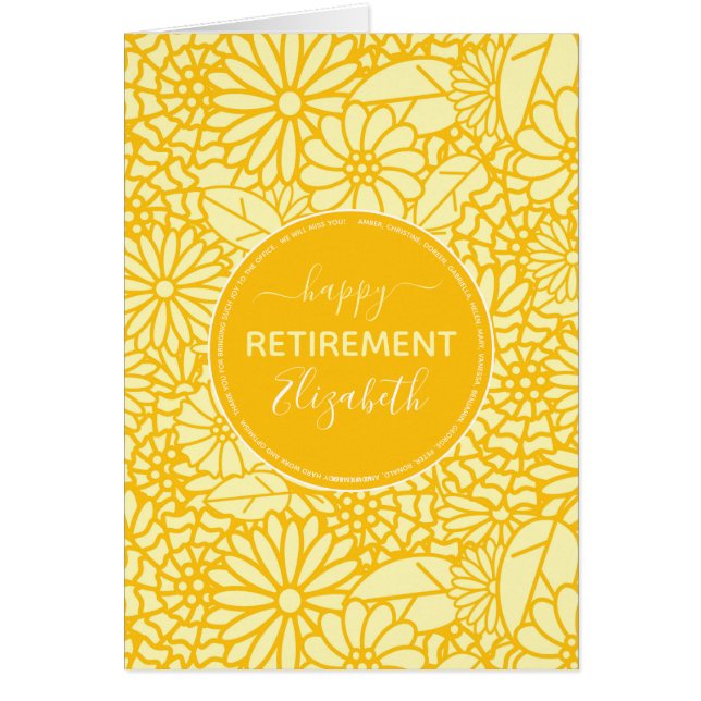Joyeuse retraite jaune marguerite nom du motif (Devant)