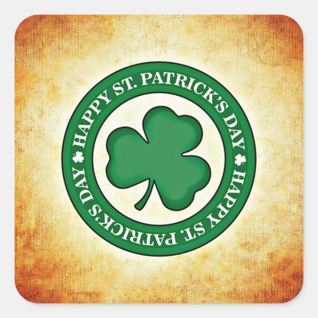 Joyeuse Saint-Patrick Carré Autocollant Trèfle (Devant)