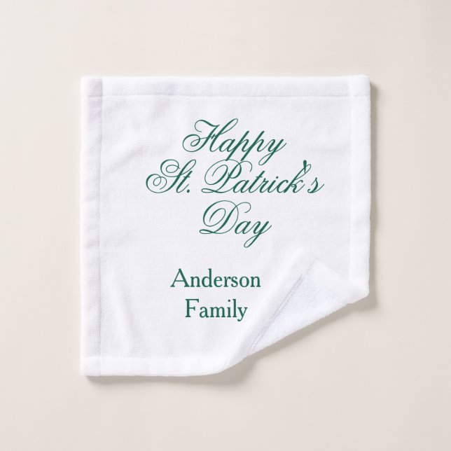 Joyeuse Saint-Patrick famille nom vert minimal (Gant de toilette)