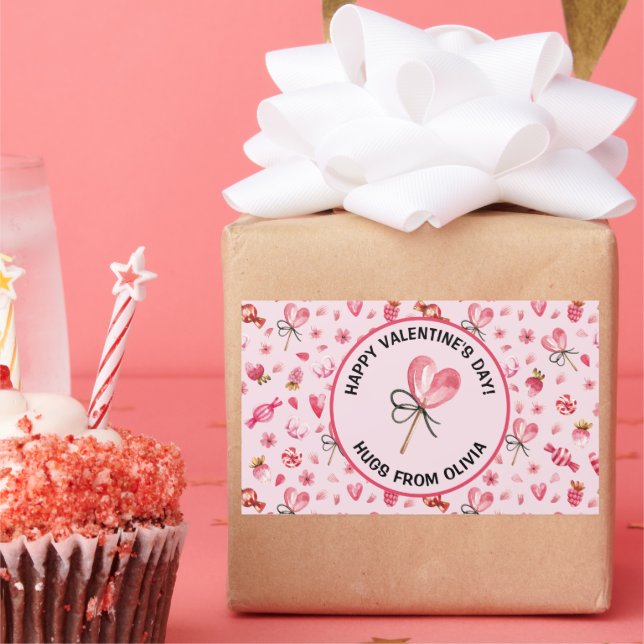 Joyeuse Saint Valentin, 4 Rectangle, Autocollant o (Fête)