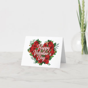 Joyeuse Saint-Valentin Carte Cœur de Roses Fleuris