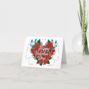 Joyeuse Saint-Valentin Carte Cœur de Roses Fleuris