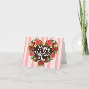 Joyeuse Saint-Valentin Carte cœur de roses florale