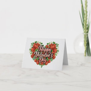 Joyeuse Saint-Valentin Carte Cœur de Roses Florale