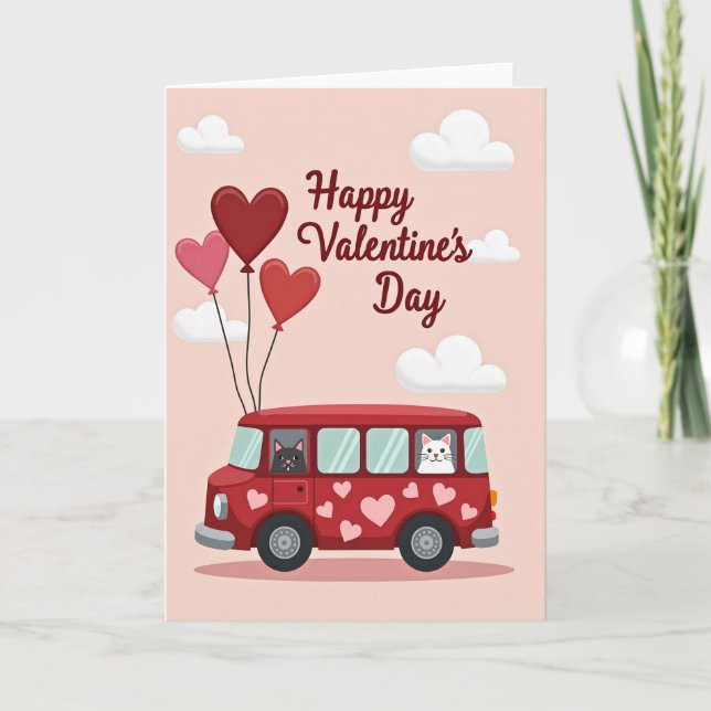 Joyeuse Saint-Valentin Carte de Bus Chat (Devant)