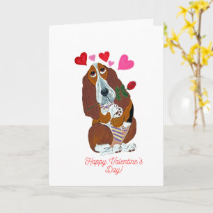 Joyeuse Saint-Valentin Carte de Vœux Basset Plié