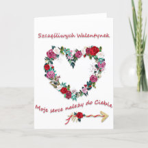Joyeuse Saint Valentin en carte polonaise