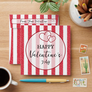 Joyeuse Saint-Valentin enveloppe à rayures en form