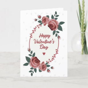 Joyeuse Saint-Valentin Fleurs Roses Carte Cœur